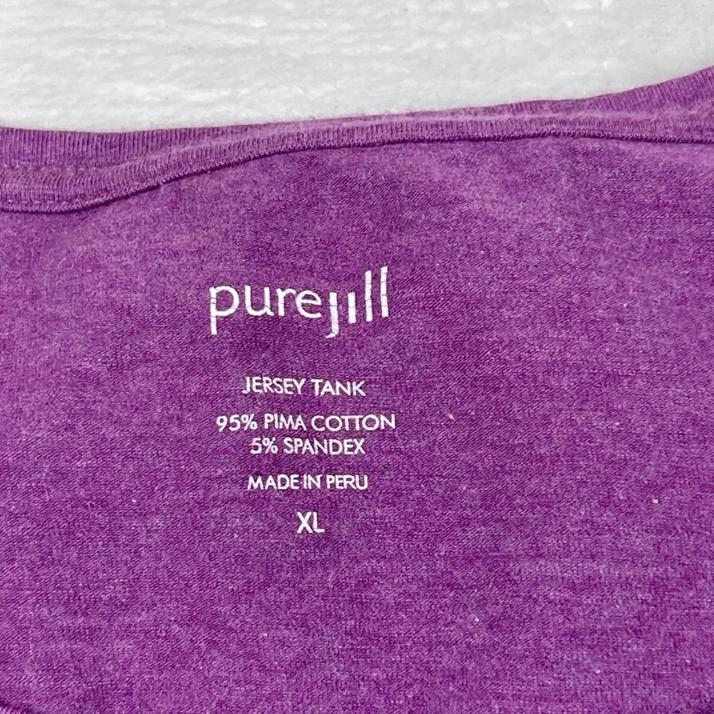 Pure Jill Purple Pima Cotton Jersey Tank Top XL Relaxed Scoop Neck Sleeveless - Picture 2 of 7